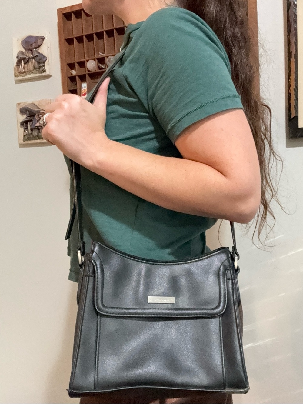 Liz Claiborne Black Leatherette Crossbody